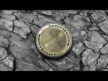 Brass "Fenrir Wolf" Coin with Unique Nordic Ornament and Custom Engraving