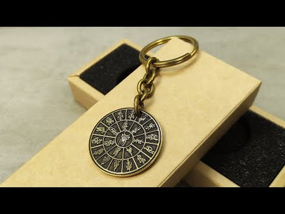 Brass Coin Keychain "Mandala Dark Elves Pantheon (Kitarai)" with Personalization