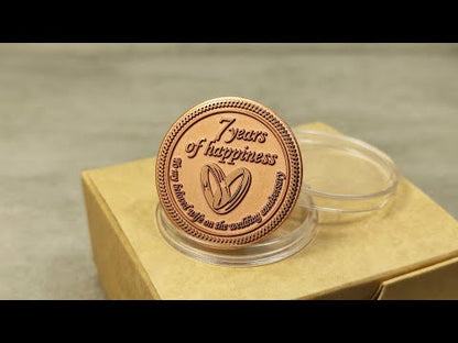Copper Anniversary Coin for Wife - Personalized 7th Wedding Anniversary Gift