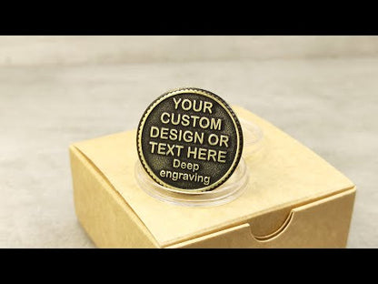 Custom Brass Coin with Deep Engraving – Personalized Design or Text Made to Order