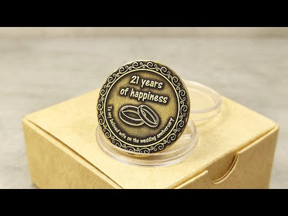 Brass Coin for 21st Wedding Anniversary – Personalized Gift for Wife on Brass Anniversary