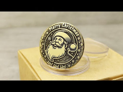 Brass "Merry Christmas — Ho-Ho-Ho" Santa Coin with Personalization — Holiday Gift